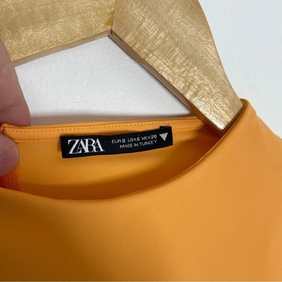 Zara High Neck Romper Tangerine Orange Size S High Neck Stretch Sleeveless - Picture 8 of 11